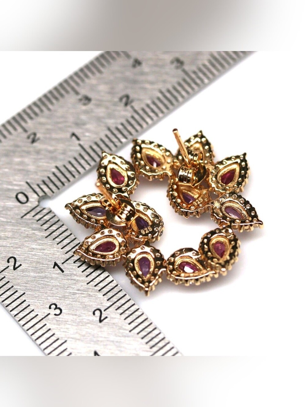 Gorgeous Sterling Silver Genuine Amethyst and Rhodolite Stone Earrings!❤️ - Picture 3 of 3